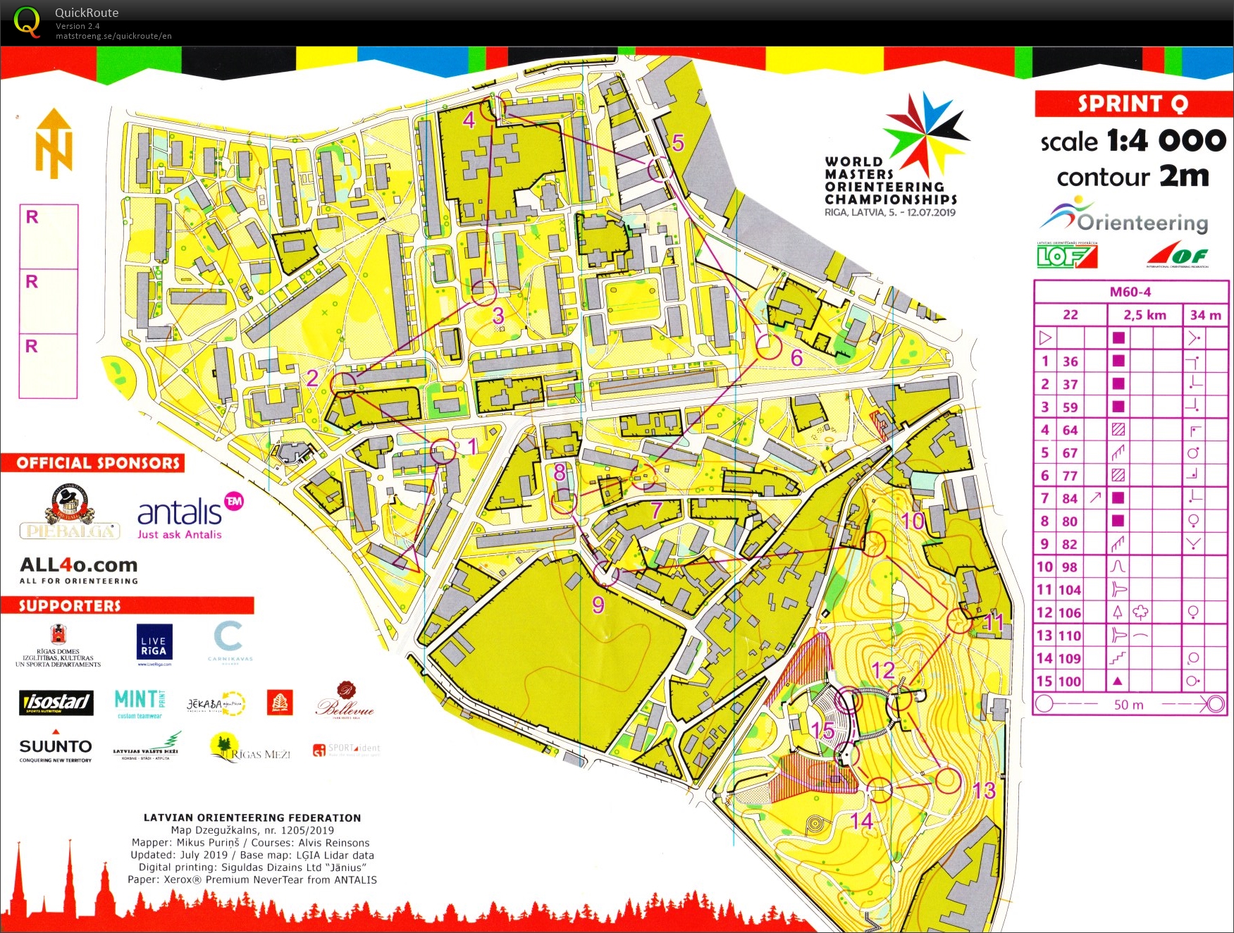 WMOC i Riga - sprintkvalifisering, M60-4 (06/07/2019)