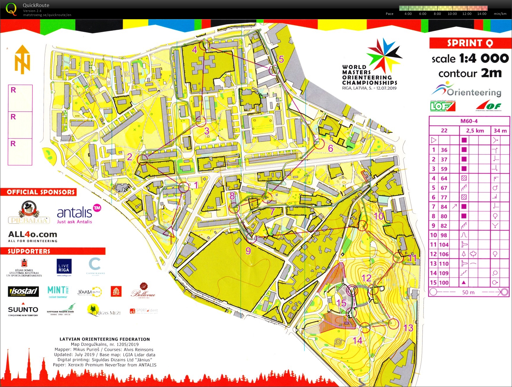 WMOC i Riga - sprintkvalifisering, M60-4 (06-07-2019)